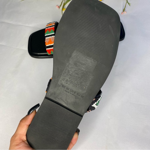 FARM RIO Black Beaded Square Toe Slide Sandals Size 6 - Picture 10 of 12